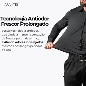 Camisa Elastech Social Anti Amassados + Brinde Relogio Social